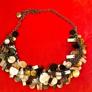 Ann Taylor statement necklace, shell and metal. Great sparkle! $59 retail.
